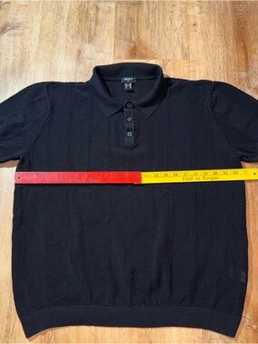 Men’s Forever 21 See Through Knit Polo Shirt Mesh Breather Black sz. 2 XL Casual